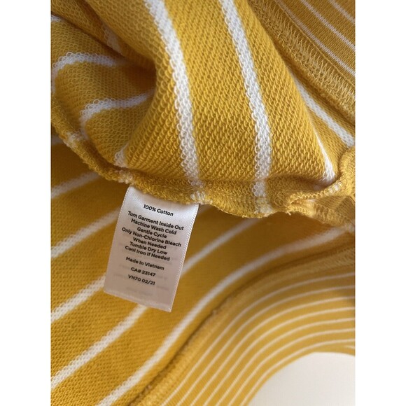 Talbots Sweater Medium Petite 100% Cotton Striped Knit Pullover Yellow/White - Picture 6 of 8